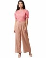 Shop Go Colors Dusty Pink Linen Palazzo-Full