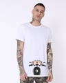 Shop Go Into The Unknown Half Sleeve Longline T-Shirt White-Front