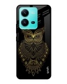 Shop Golden Owl Printed Premium Glass case for Vivo V25 (Shock Proof,Scratch Resistant)-Front