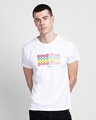 Shop Good Vibes Pastel Half Sleeve T-Shirt White-Front