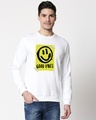 Shop Good Vibes Smiley Fleece Sweatshirt White-Front
