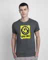 Shop Good Vibes Smiley Half Sleeve T-Shirt Nimbus Grey-Front