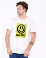 Shop Good Vibes Smiley Half Sleeve T-Shirt White-Front