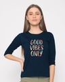 Shop Goods Vibes Only Round Neck 3/4th Sleeve T-Shirt-Front