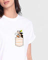 Shop Women's White Goofy Mickey Pocket Graphic Printed Boyfriend T-shirt-Front