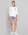 Shop Women's White Goofy Mickey Pocket 3/4th Sleeve Graphic Printed Slim Fit T-shirt-Full