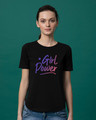 Shop Gradient Girl Power Basic Round Hem T-Shirt-Front