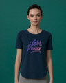 Shop Gradient Girl Power Basic Round Hem T-Shirt-Front