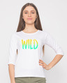 Shop Gradient Wild Round Neck 3/4th Sleeve T-Shirt-Front