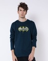 Shop Grafitti Batman Logo Full Sleeve T-Shirt Navy Blue (BML)-Front
