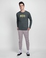 Shop Grafitti Batman Logo Full Sleeve T-Shirt Nimbus Grey (BML)-Full