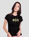 Shop Grafitti Batman Logo Half Sleeve Printed T-Shirt Black (BML)-Front