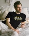 Shop Grafitti Batman Logo Half Sleeve T-Shirt Black (BML)-Front