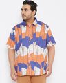 Shop Plus Size Men's Stylish Graphic Design Half Sleeve Casual Shirt-Front