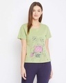 Shop Graphic Print Top In Light Green 100% Cotton-Front