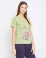 Shop Graphic Print Top In Light Green 100% Cotton-Design