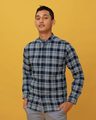 Shop Gravel Blue Checked Shirt-Front