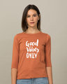 Shop Great Vibes Round Neck 3/4th Sleeve T-Shirt-Front