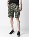Shop Green Camo Casual Shorts-Front