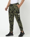 Shop Men's Green Camo Printed Cargo Joggers-Front