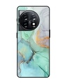 Shop Green Marble Premium Glass Case for OnePlus 11 5G (Shock Proof, Scratch Resistant)-Front