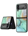 Shop Green Marble Premium Glass Case for Samsung Galaxy Z Flip4 5G (Shock Proof, Scratch Resistant)-Front