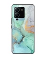 Shop Green Marble Printed Premium Glass case for Vivo V25 Pro (Shock Proof,Scratch Resistant)-Front
