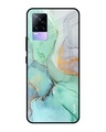 Shop Green Marble Printed Premium Glass Cover for Vivo Y73 (Shockproof, Light Weight)-Front