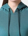 Shop Green Melange Hoodie Sweatshirt