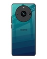 Shop Green Triangle Pattern Premium Glass Case for Realme 11 Pro Plus 5G (Shock Proof, Scratch Resistant)-Front