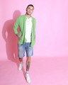 Shop Greenery Buttoned Bomber Jacket-Full