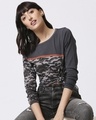 Shop Grey Camo - Iron Gate Full Sleeves Round Neck Colorblock Camo T-Shirt-Front