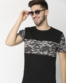 Shop Grey Camo Sleeve Color Block Camo T-Shirt-Front
