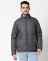 Shop Grey Chill Block Wave Puffer Jacket-Front