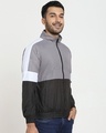 Shop Men's Grey & Black Color Block Windcheater Jacket-Design