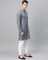 Shop Grey Embroidered Straight Kurta With Pyjama-Full