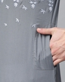 Shop Grey Embroidered Straight Kurta With Pyjama