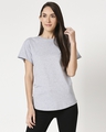 Shop Grey Melange Boyfriend T-Shirt-Front