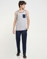 Shop Grey Melange Contrast Binding Pocket Vest-Full