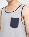 Shop Grey Melange Contrast Binding Pocket Vest