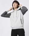 Shop Grey Melange Contrast Sleeve Hoodie Sweatshirt-Front