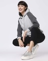 Shop Grey Melange Contrast Sleeve Hoodie Sweatshirt-Full