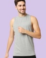 Shop Men's Grey Deep Armhole Oversized Vest-Front