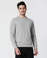 Shop Grey Melange Fleece Sweatshirt-Front