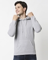 Shop Grey Melange Full Sleeve Hoodie T-Shirt-Front