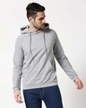 Shop Grey Melange Hoodie Sweatshirt-Front