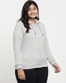 Shop Women's Grey Oversized Plus Size Zipper Hoodie-Design