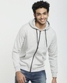 Shop Men's Grey Melange Plus Size Zipper Hoodie-Front