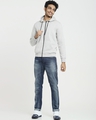Shop Men's Grey Melange Plus Size Zipper Hoodie-Full