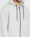 Shop Men's Grey Melange Plus Size Zipper Hoodie